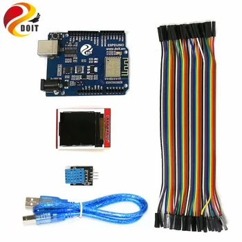 

WiFi Starter Kit for IoT, ESPduino Development board,1.44'' inch LCD Module, DHT11 Temperature/ Humidity Sensor DIY
