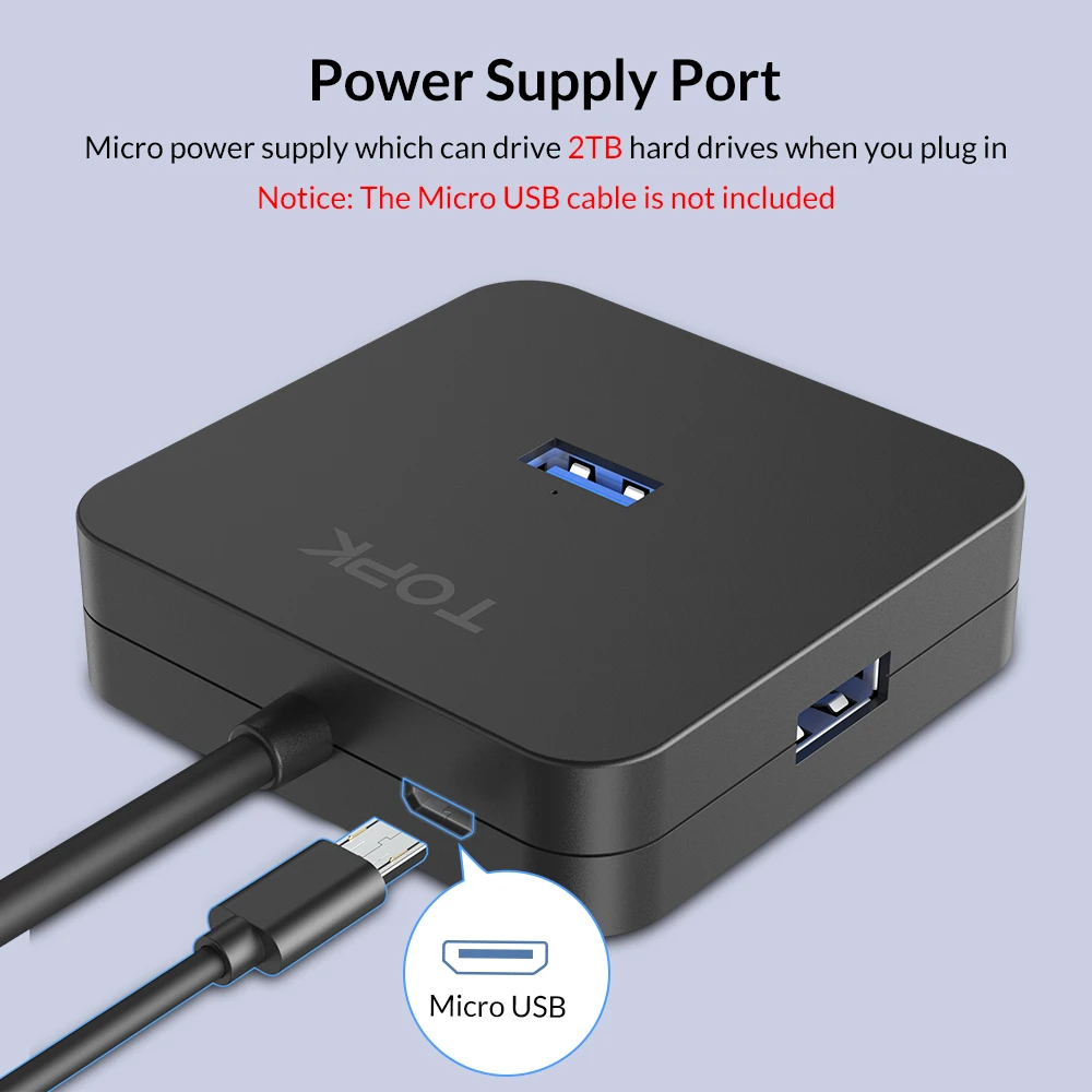 TOPK USB 3,0 HUB 4 Порты и разъёмы нескольких USB 3,0 высокоскоростной разветвитель 200 МБ/с.& Micro Зарядка через usb для школы, больницы для MacBook samsung huawei