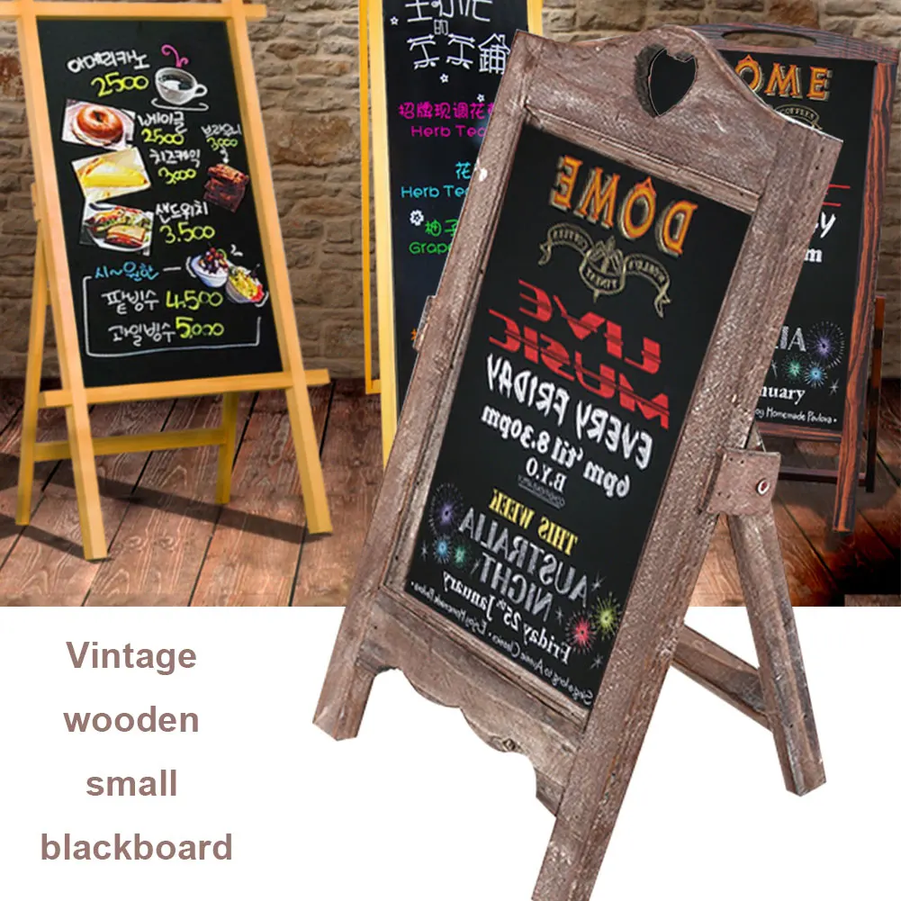 Wooden Small Blackboard Message Board Upright Home Restaurant Menu Card Desktop Cafe Multifunctional Decor Retro Nostalgia