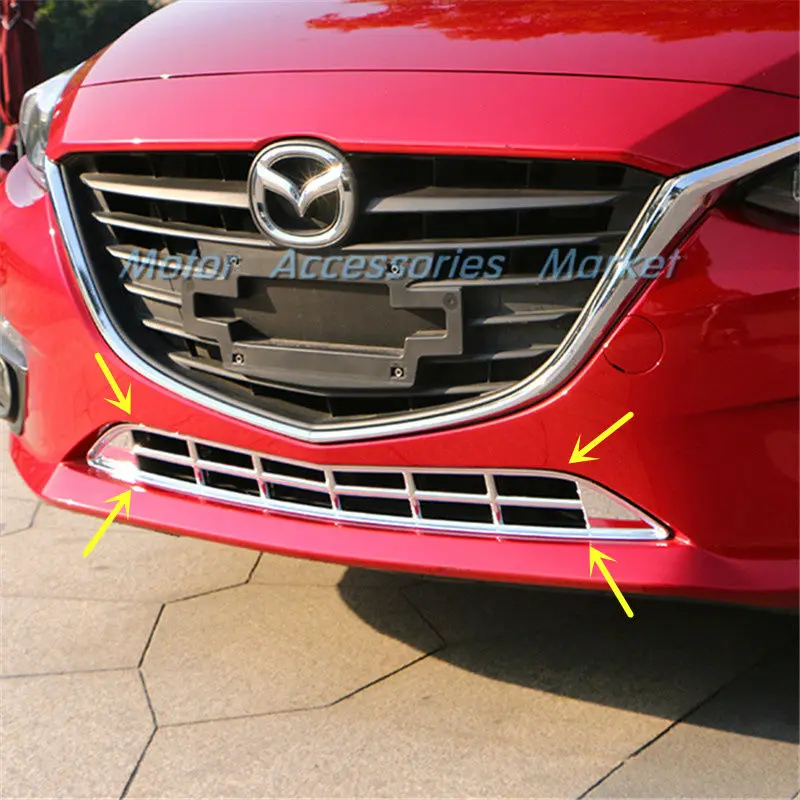 

New Chrome Lower Air Vent Grille Molding Trim For Mazda 3 2014 2015 2016 Sedan Hatchback