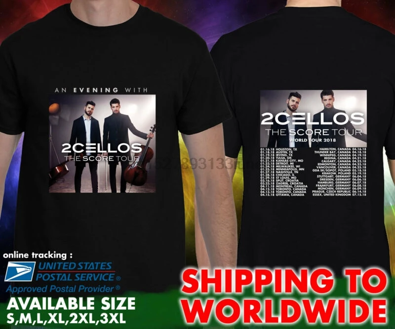 2Cellos Tour Dates унисекс черная футболка |
