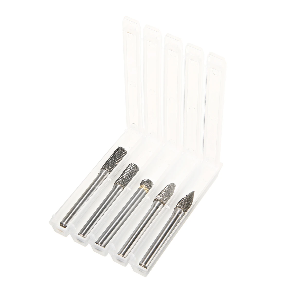 New 5pcs Tungsten Carbide 8mm Rotary Point Burrs Electric Grinder 6mm Shank Bits Set For Finishing Metal Molds Processing