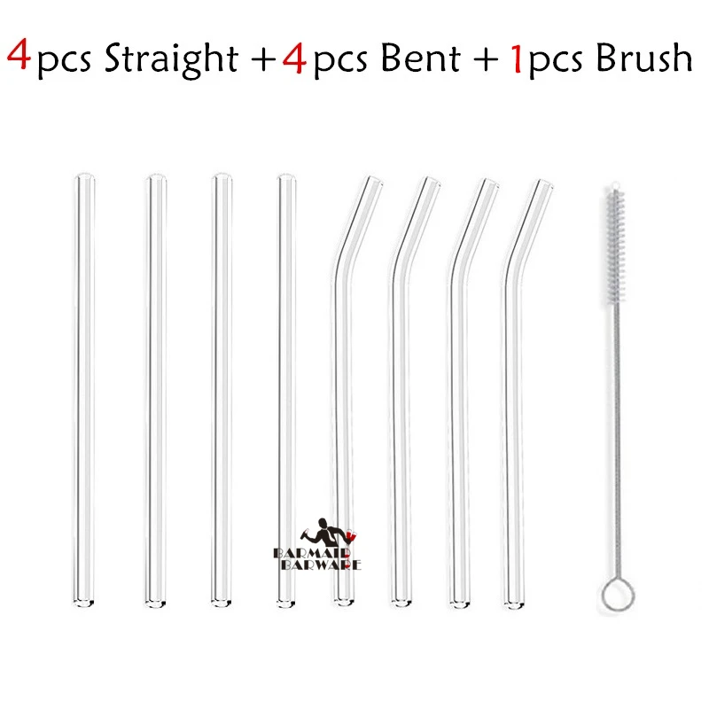 

Smoothie Glass Straws 18cm L x 8 mm W Lead-free Reusable Long Drinking Straws for Smoothie, Milkshakes, Bubble Tea