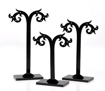 

Doreen Box Acrylic Jewelry Earrings Display Rack Stand Tree Shaped Black 13cmx5cm(5 1/8" x2")-8cm x5cm(3 1/8" x2"), 1Set(3 PCs)