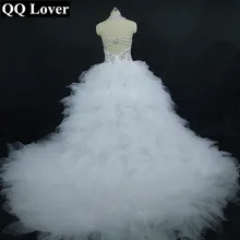 2017 New Luxury Beaded Off The Shoulder Illusion Big Train Wedding Dress Custom-made Plus Size Bridal Gown Vestido De Noiva
