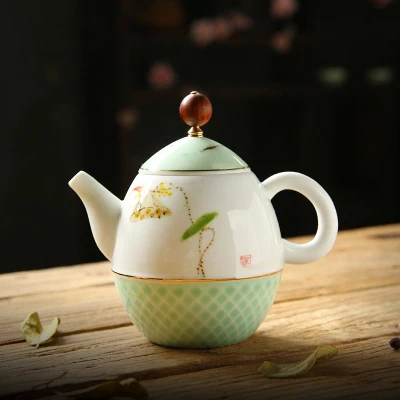 PINNY расписанные вручную Ретро чайные горшки высокого качества белый фарфоровый чайник китайский чайный набор кунг-фу винтажный керамический чайник - Цвет: B