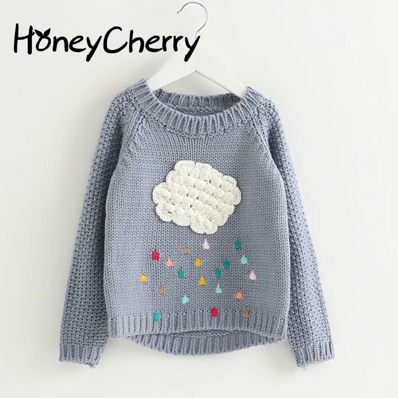 

new winter baby girls sweater cartoon cloud kids clothes children sweater warm for girls knitwear rain Sweater