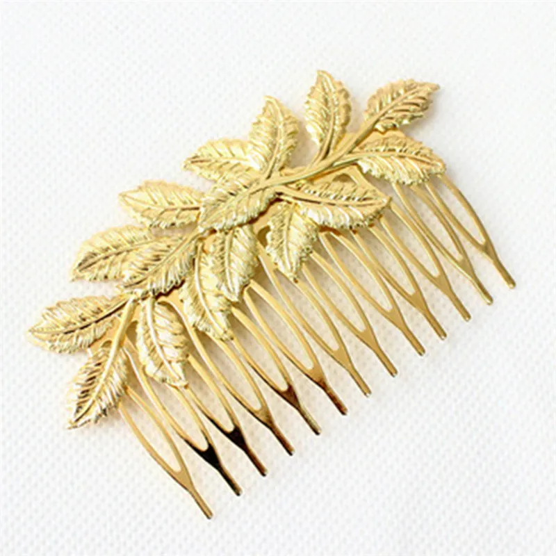 fashion elegant gold color leaf Hair clips hair comb jewelry Hairpins for women accessoriesin