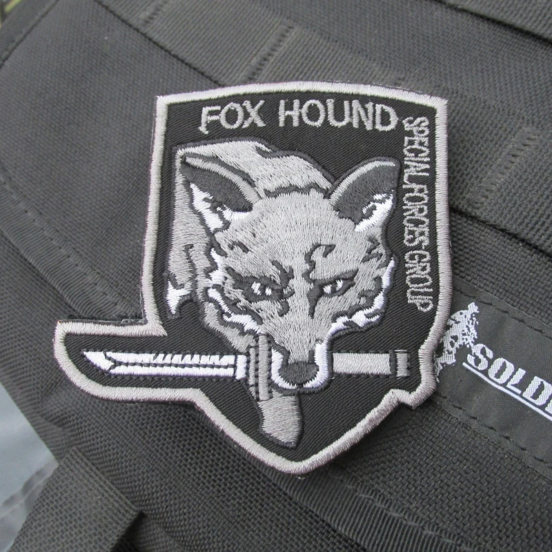 Embroidered Patches Metal Gear Solid MGS FOX Patch Hook& Loop Embroidery Stickers Military Chapter Badges For Clothes PATCH