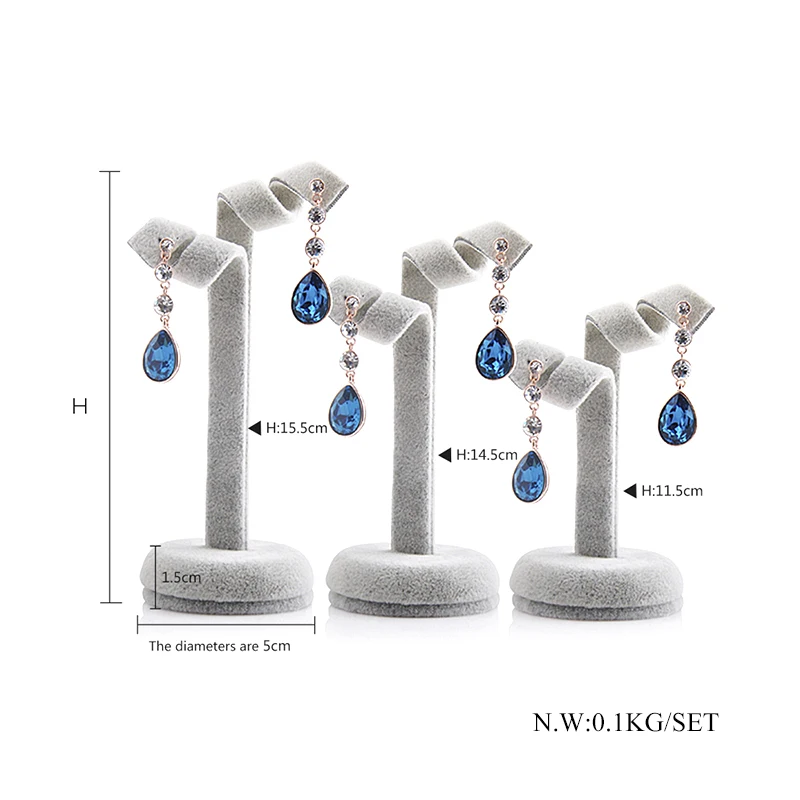 FANXI Free Shipping Custom Creative Jewellery Display Rack for Earrings Holder MDF Wrapped with Grey Velvet Rack Stand Jewelry Packaging