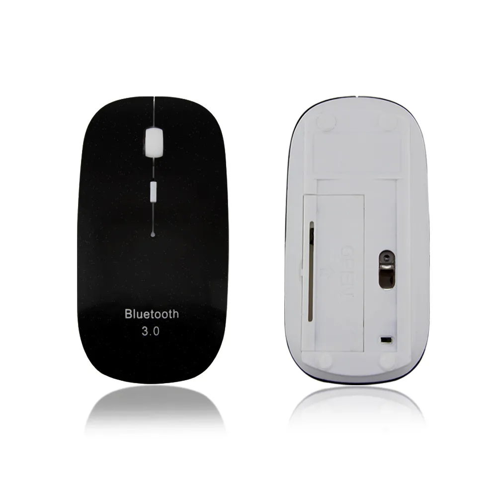 Беспроводная bluetooth мышь 4D ультра тонкая оптическая мышь игровая компьютерная мышь USB 1600 dpi регулируемая для ПК ноутбука Настольный планшет - Цвет: Черный