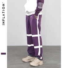 Свободные спортивные штаны в полоску с эластичной резинкой на талии, спортивные штаны размера плюс, модная уличная одежда 8889W