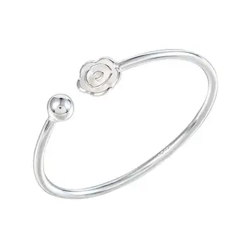 

990 Silver Rose Bracelet Open classical Fashion Bangle Girll's Birthday Gift