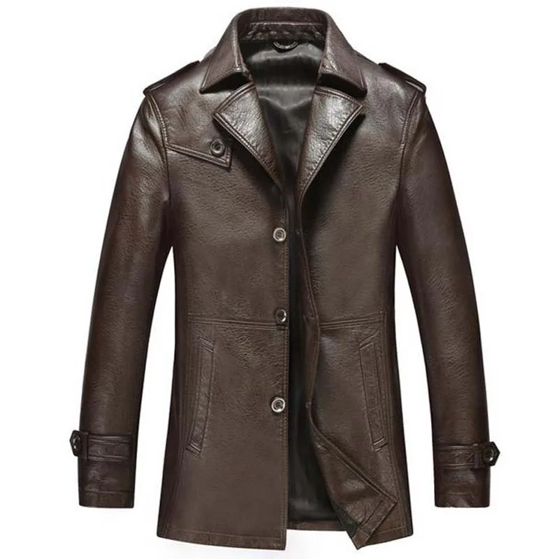 Autumn Winter Faux Leather Clothing Men's PU Fashion Jackets Man Medium