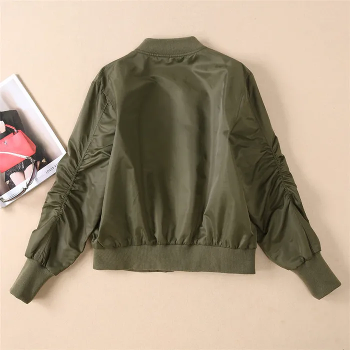 Tout Luxe Vert De Solide Black Noir Bomber green Vestes Loisirs Mode Vintage Femmes Veste Piste Automne Et Casual Baseball Manteau XO8anI