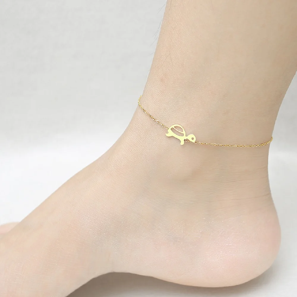 

cuckold anklet ankle foot turtle bracelet on the leg anklets for women barefoot sandals stainless steel jewelry accessories