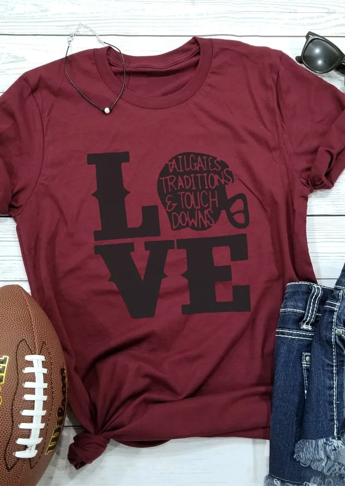 Женская футболка с надписью love football Классическая Удобная элегантная 2018 | одежда