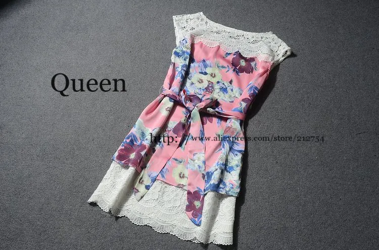 2013 spring and summer new women lace print sleeveless dress two color | Женская одежда
