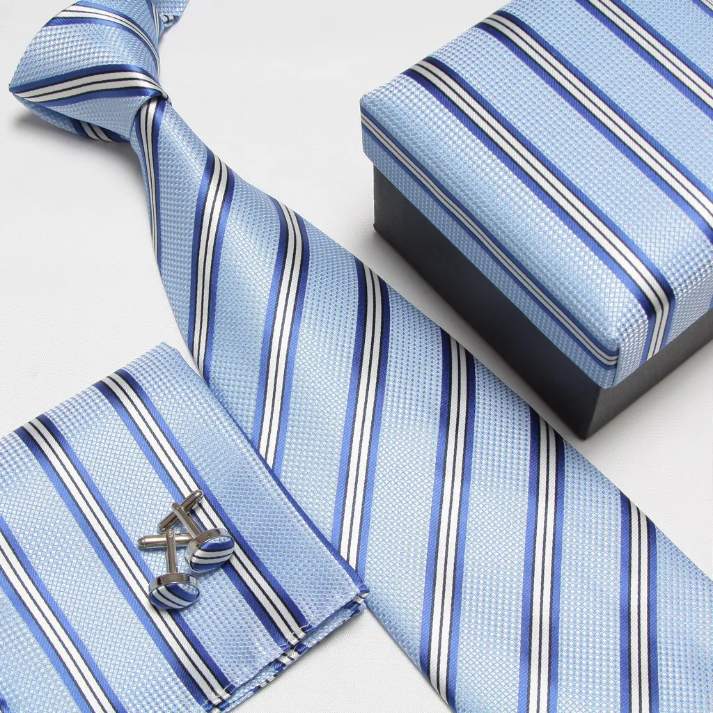 Мужской формальный коммерческий свадебный галстук запонки карманные полотенца Подарочная коробка набор белый воротник 1201-12