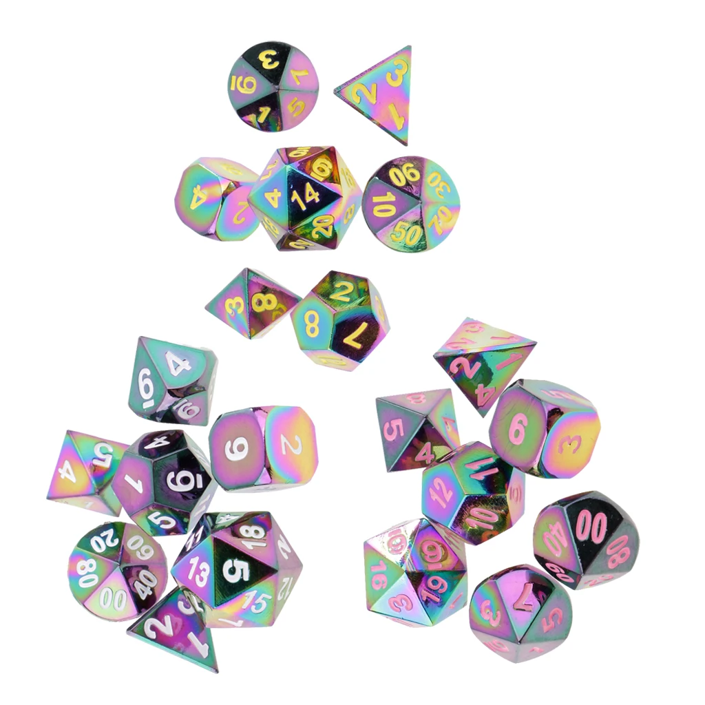 Perfeclan 7 pieces Metal Polyhedral Dice for Dungeons & Dragons Dice Table Games RPG MTG+Dice Cup #5 Party Game Toys