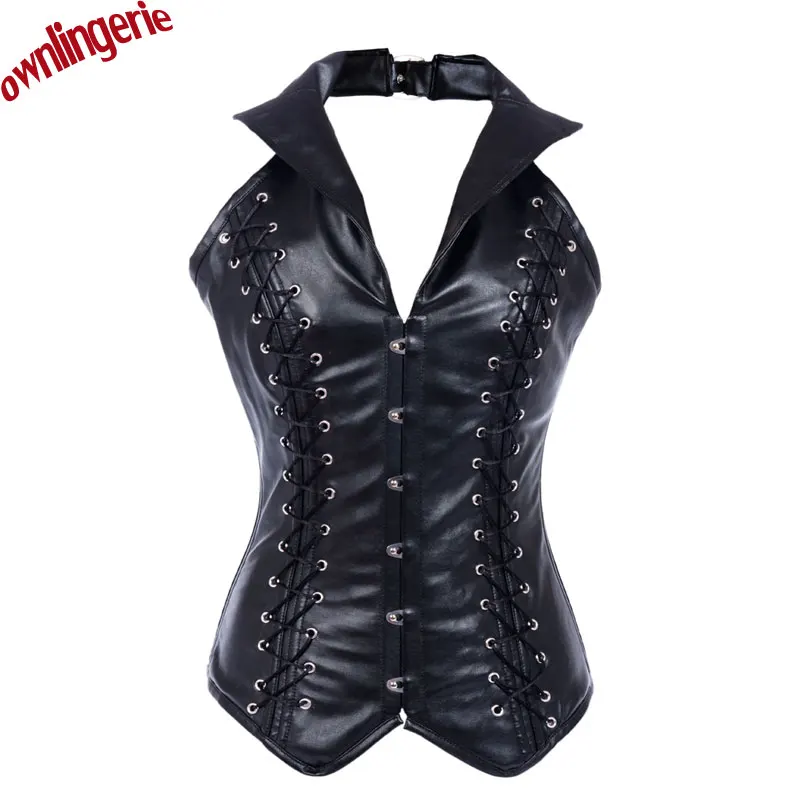 two color Leather Corset Steel Bone Corset Vest Gothic Corset sexy