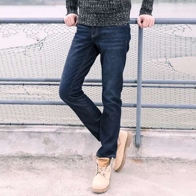 Winter blue and dark blue jeans men slim straight denim pants plus size 28,38 high quality cotton pockets decorated men\u0027s jeans