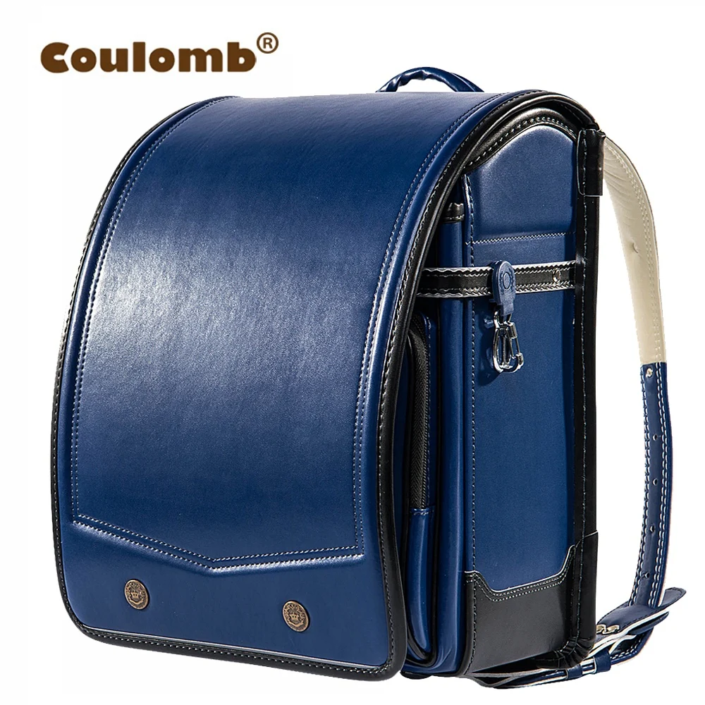 Coulomb Randoseru Kid PU Solid High Quality Brand Children's Bag Backpack For The Boy Children