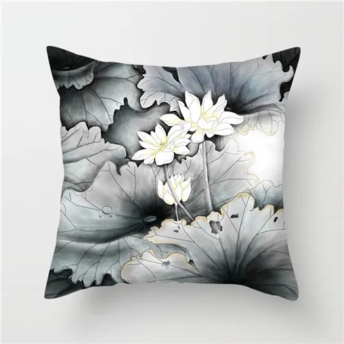 Fuwatacchi китайский цветок и картина с птицами подушки с принтами лотоса сливы Чехлы для подушек для дома диван украшения для стульев - Цвет: PC06348