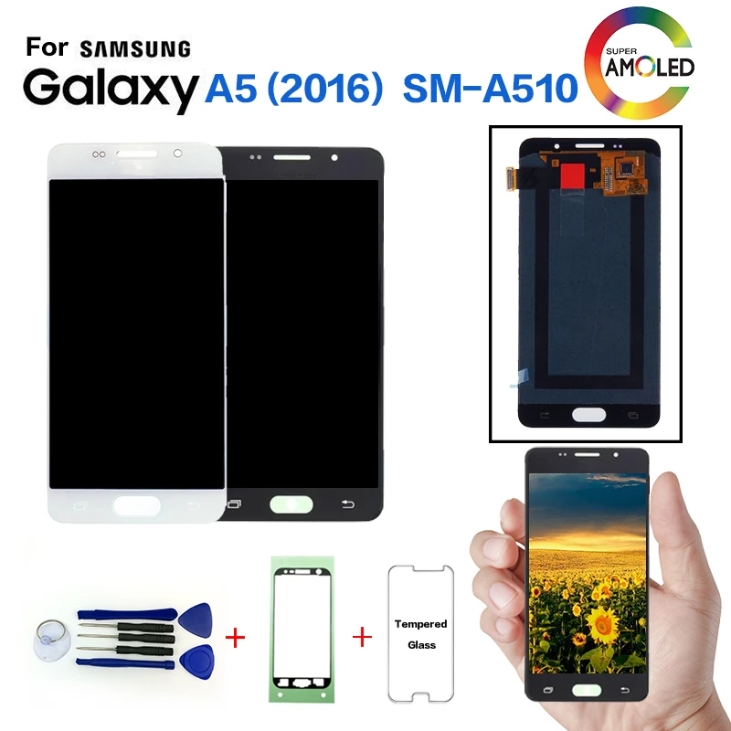 Сменный ЖК экран для SAMSUNG A5 2016 A510 сменный Samsung Galaxy A510FD с эффектом затемнения|Экраны