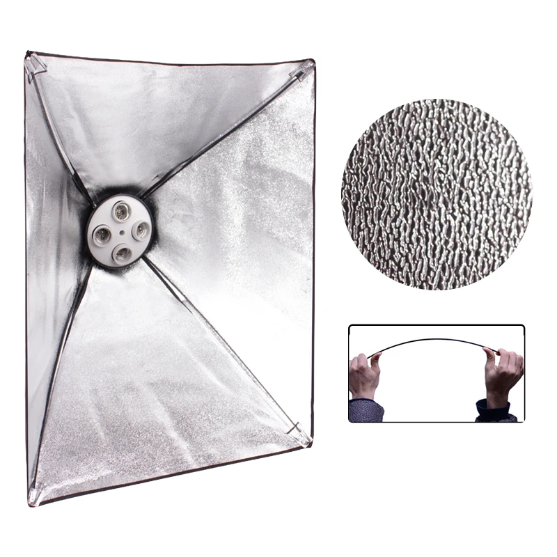 Photographic Equipment Photo Studio Soft Box Kit Video Four-capped Lamp Holder Lighting With 50x70cm Softbox Photo Box