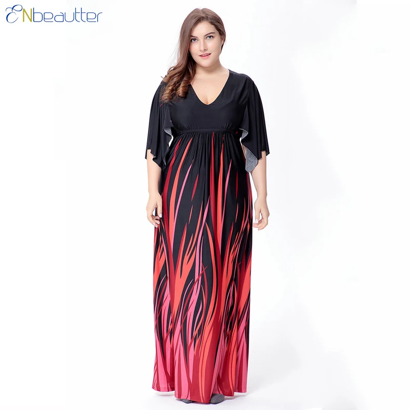 ENbeautter Plus Size Women Summer Beach Dress XL-6...