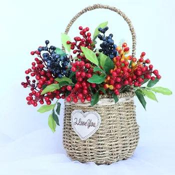 

Artificial Flower Decorative Berry Mini Short Cherry 5 Color Fake Plant Fruit Home Car Decor DIY Christmas wedding Decoration