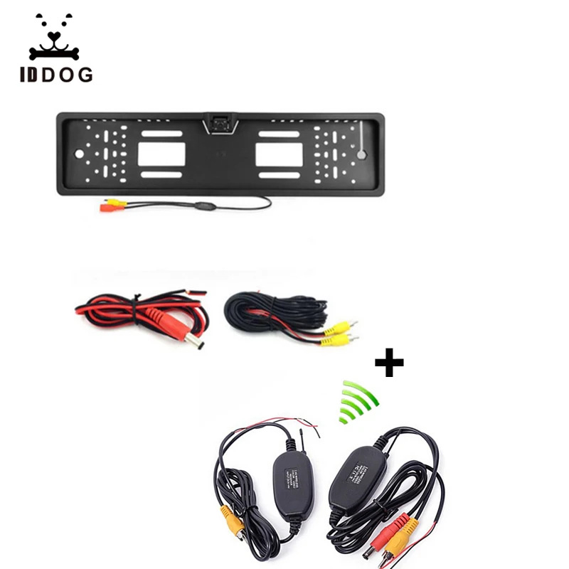 

IDDOG Wireless Night Vision IR Rear View camera EU License Plate Frame Car Reverse Camera waterproof Back Up Camera for monitor