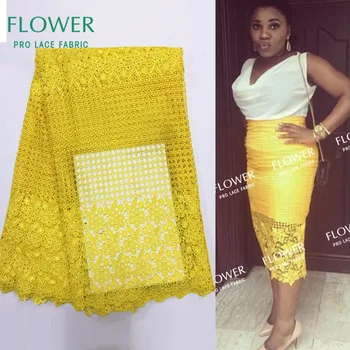 

2020 New Arrival Cord Lace Fabric Yellow Design For Women Party Dress Guipure Lace India Water Soluble Cotton Cord Lace Fabrics