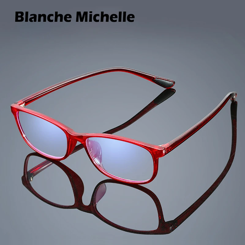 Бланш Мишель TR90 Рамка Анти-синие очки для чтения Для женщин Для мужчин прямоугольник Сверхлегкий Для мужчин очки 1,0 1,5 2,0 2,5 3,0 3,5 4,0