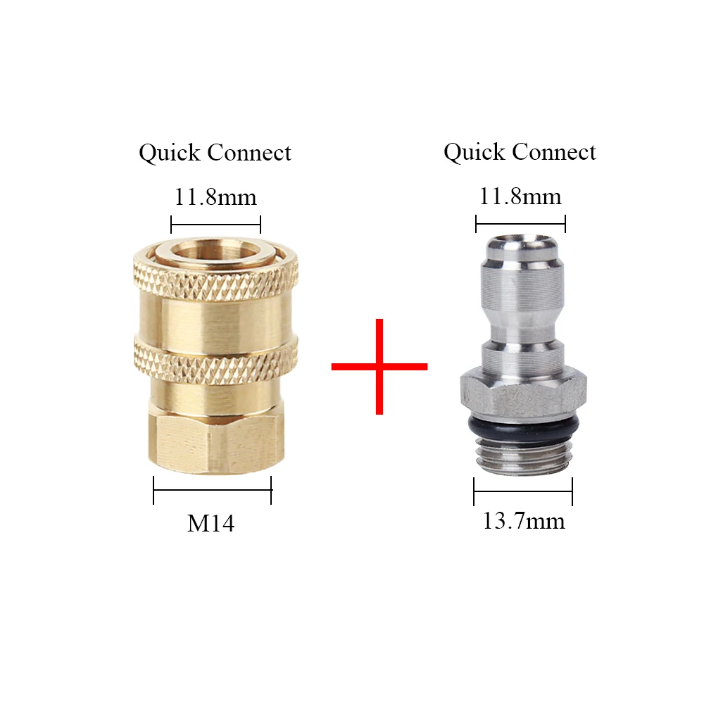 

High Pressure Washer Car Washer Copper Connector Adapter 1/4" Female Quick Connection Adapter M14*1.5 Connector