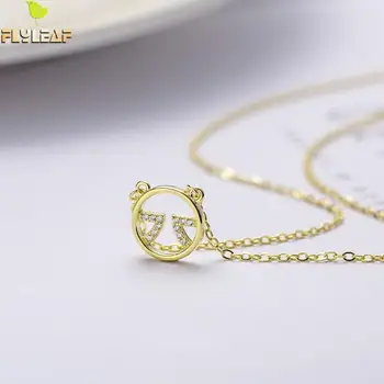

Flyleaf 925 Sterling Silver Necklace Women Gold Cat Cubic Zirconia Fashion Chain Fine Jewelry Necklaces & Pendants High Quality