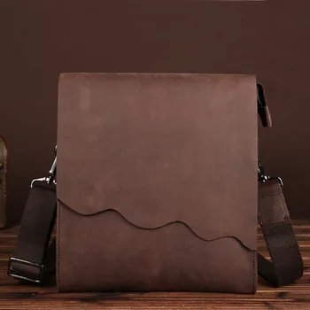 

Vintage Double Layers Natural Genuine Leather Men Messenger Bags