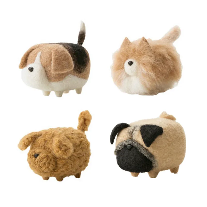 

DIY Craft Wool Felt No Face Dog Shiba Corgi Teddy Doll Material Package Handmade Sewing Cloth Craft Toy Needle Felting Cat Gift