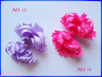 

free shipping 50pcs 4.5'' polka dot Hair Bow Girl Funky boutique bows Layered Hairbows