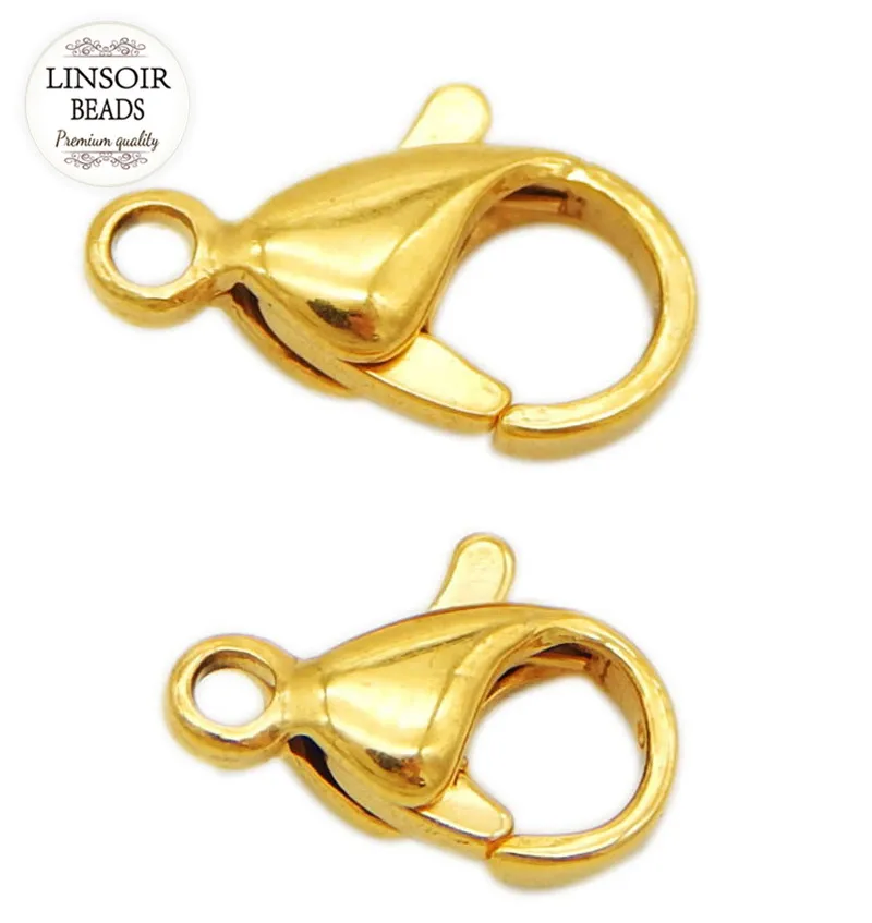 

10pcs/lot Stainless Steel 316L Lobster Clasps Necklace Silver Tone/Gold Plated Connector For Jewelry Making Length 10/12mm F3961