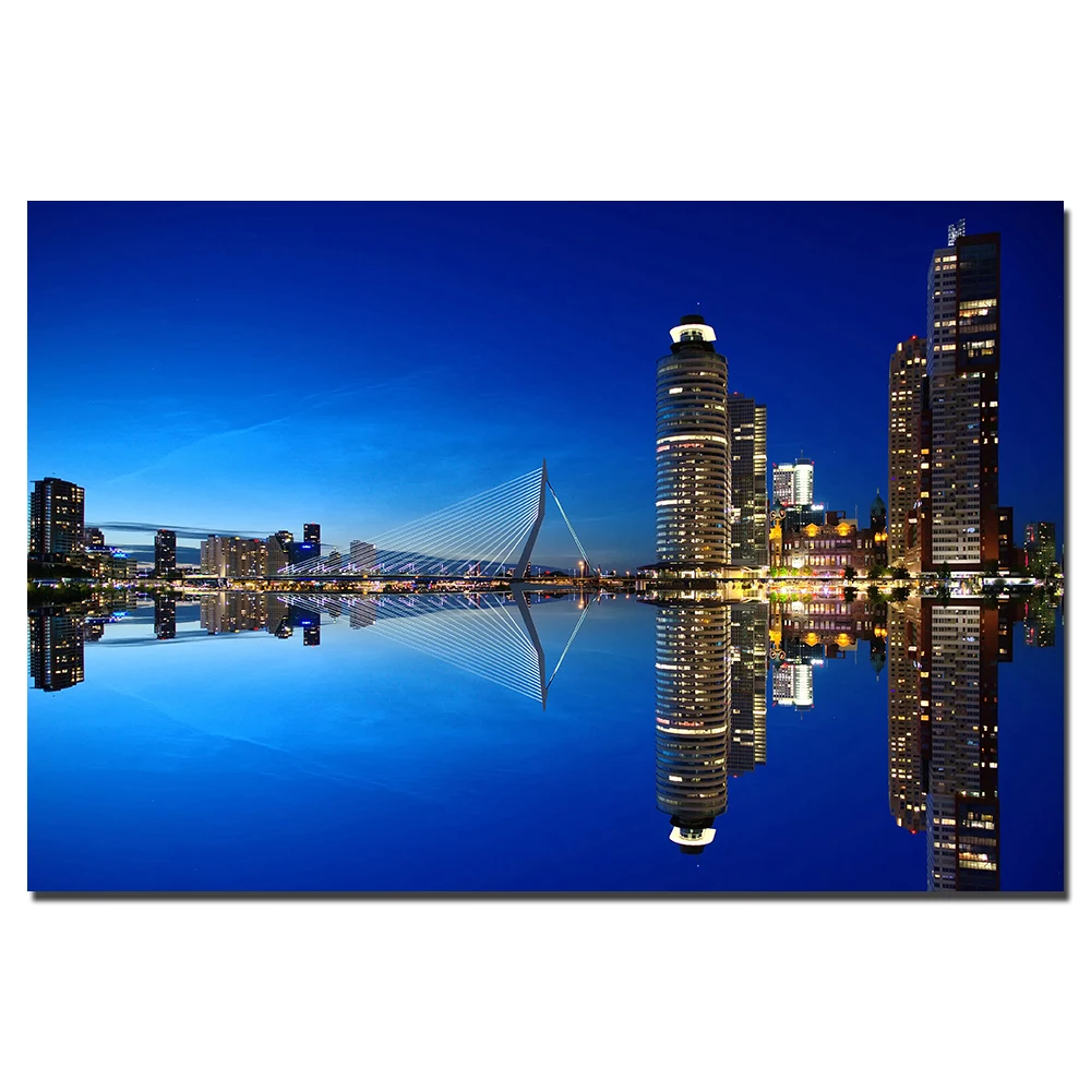 

Rotterdam Netherlands Cityscape Poster DIY Frame Canvas Painting Wall Art Pictures Print For Living Room Home Decor E38