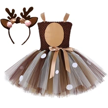 Г. костюм для девочек платья-Пачки Детское летнее платье для детей, От 2 до 8 лет, праздничная детская одежда на день рождения Олень Бэмби