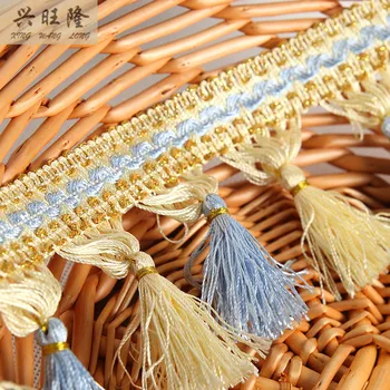 

XWL 15Yards/Lot Golden Wire Polyester Tassel Fringes Trim Curtain Lace Accessories DIY For Sofa Table Cloth Ribbons Home Decor