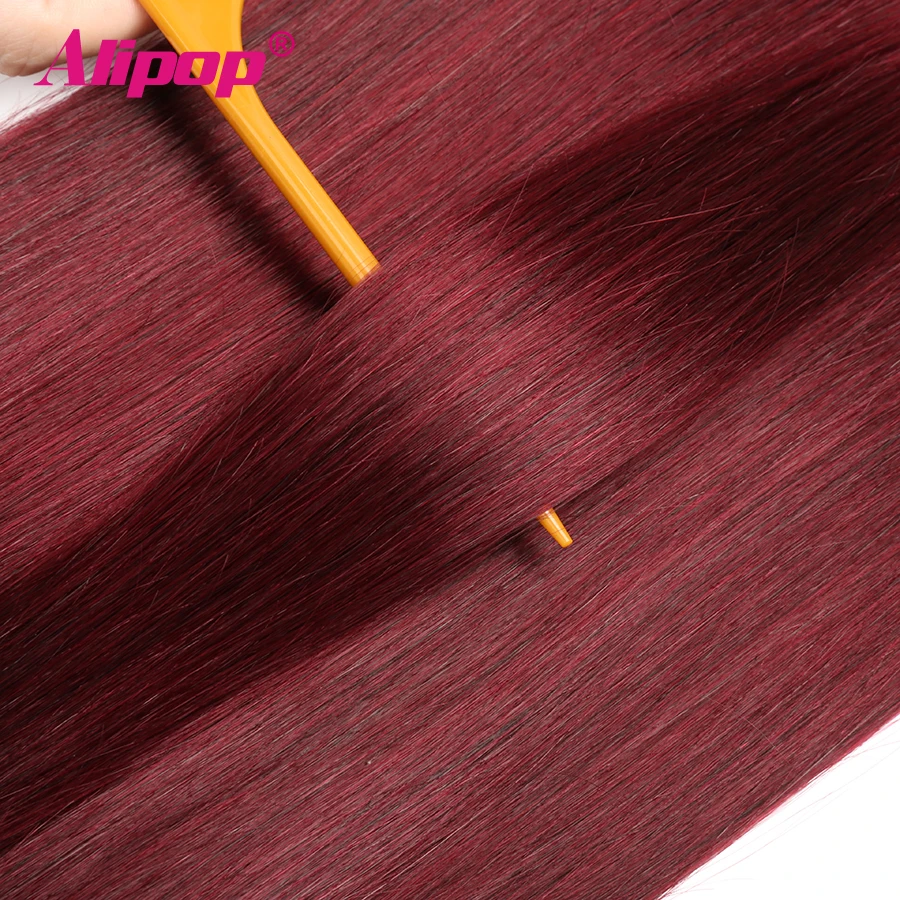 Ombre Straight Hair Bundles Brazilian hair Non Remy Human hair 3 Bundles 1B99J Colored Burgundy Bundles Hair Extensions ALIPOP (7)