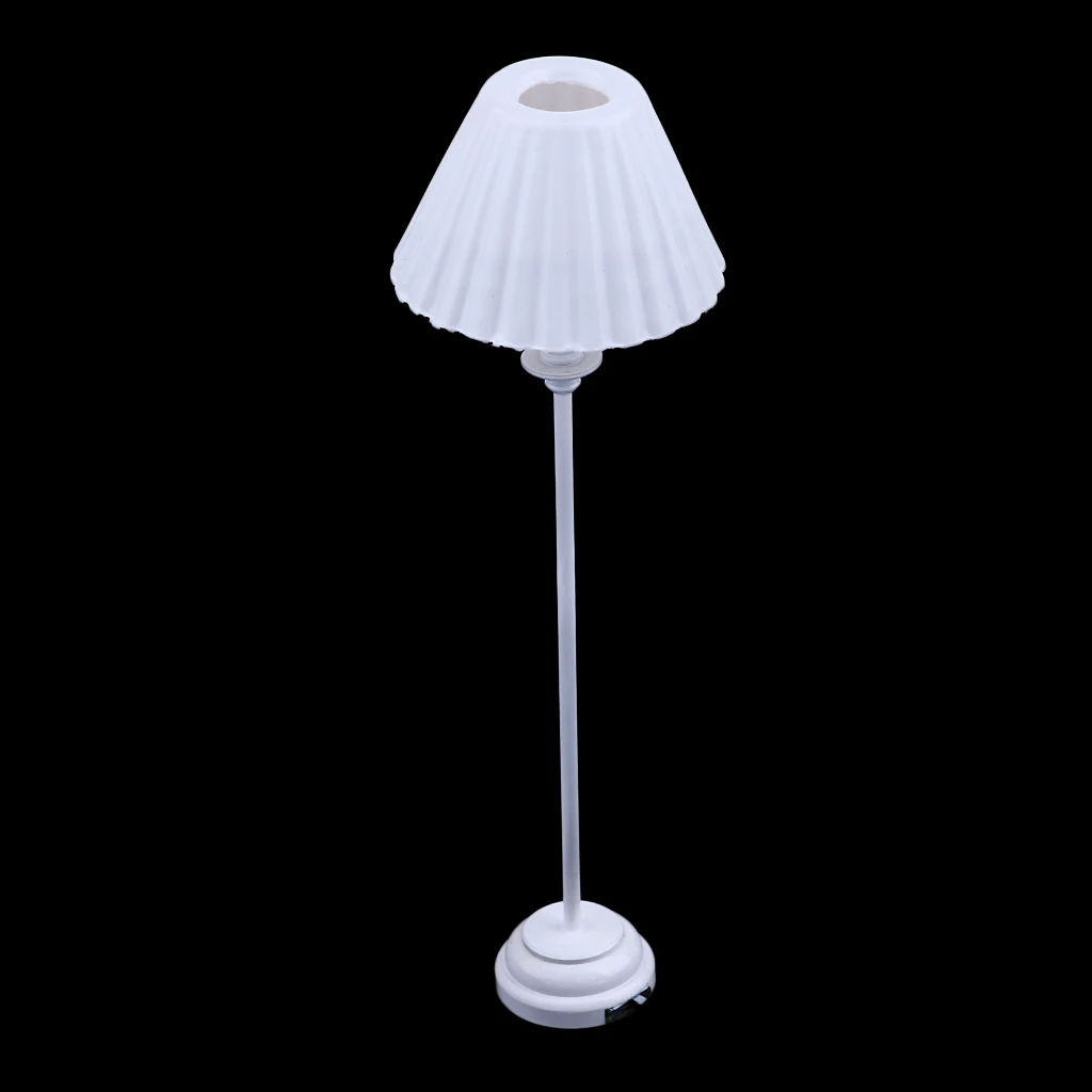 1:12 Scale 1/6 Dollhouse Miniature Furniture Living Room Bedroom Decoration LED Floor Lamp Light Model w/ White Light Cover