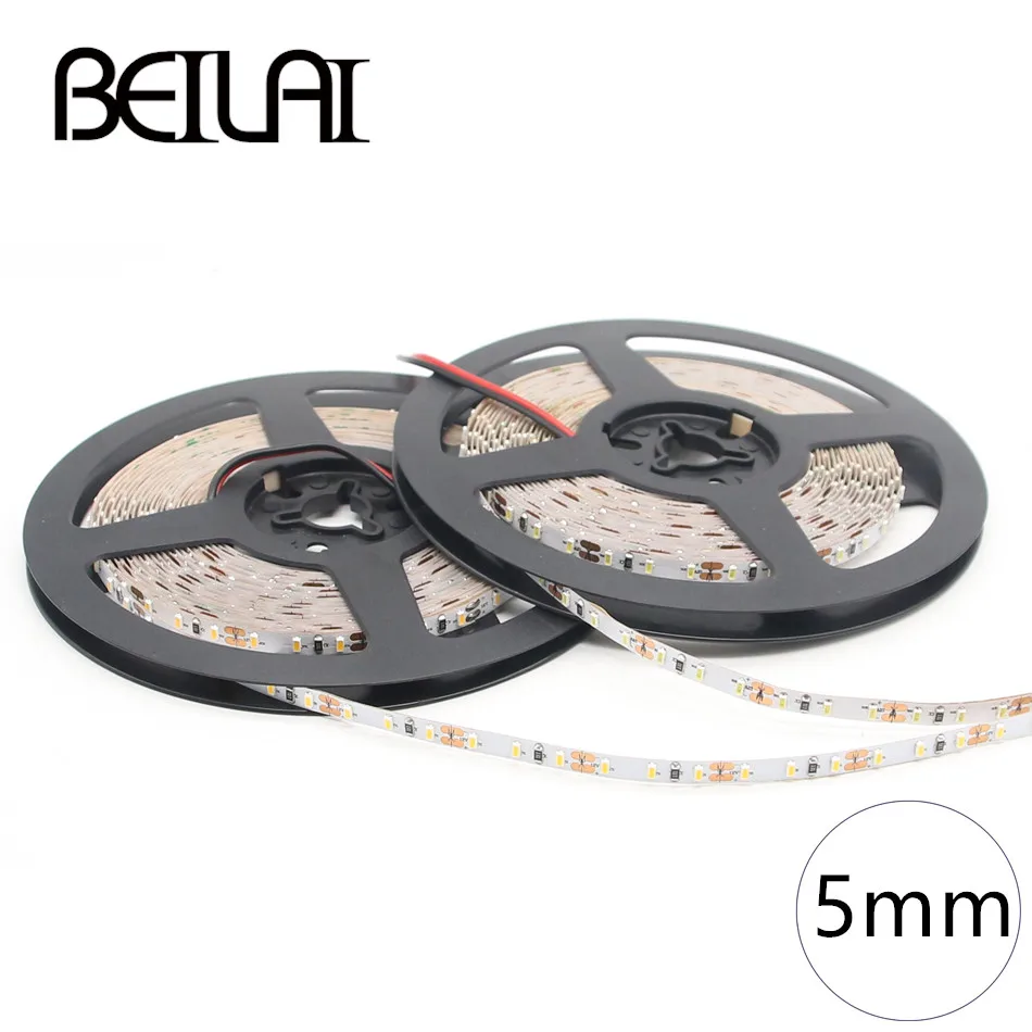 buy 3014 DC 12V Fita De LED Strip 5M 600LED 5mm ultra narrow panel Not Waterproof Tira LED Light Flexible Neon Tape Luz Ledstrip