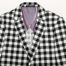 Стильный Slim Fit Для мужчин сафари куртка английский стиль блейзер в клетку Мужской 1 четверть костюм на подкладке для Для мужчин одежда для отдыха, комплект пиджак