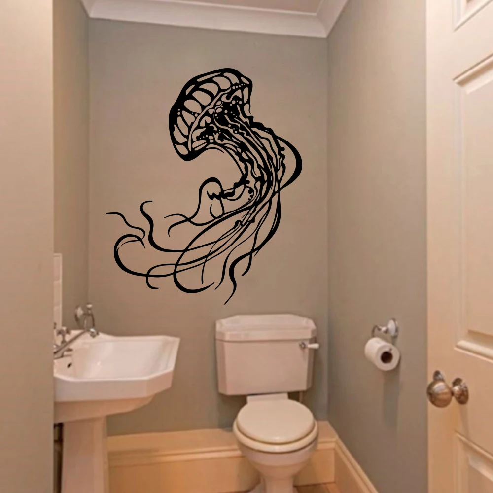 Cartoon Jellyfish Sea Animal Wall Sticker Nursery Kids Room Large Jellyfish Under Ocean Wall Decal Bathroom Kitchen Vinyl Decor (1)
