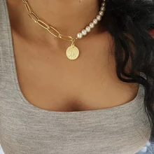 Женские ожерелья ретро круглый Аватар жемчужная цепь подвеска Золотая ключица цепь креативные вечерние короткое ожерелье Шарм Модный подарок
